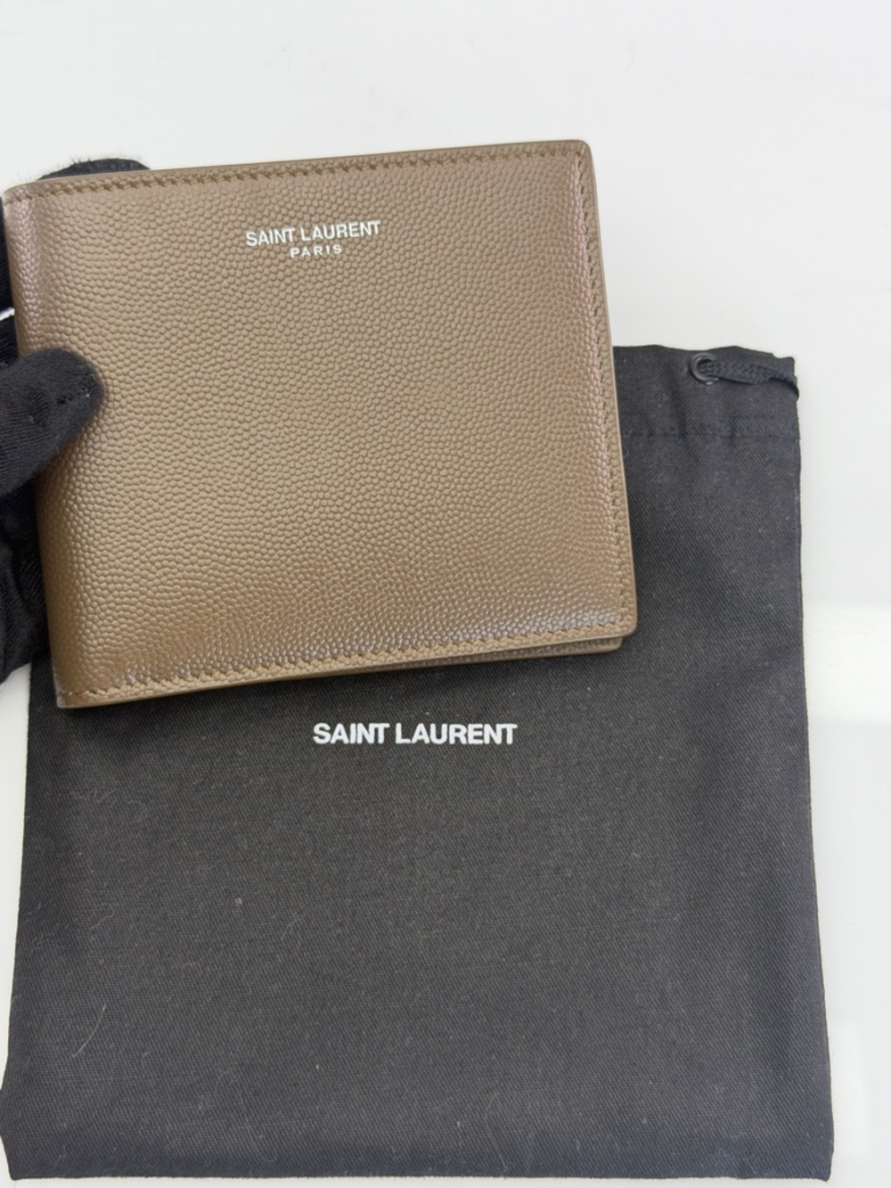 Saint Laurent Paris Brown Textured Leather Bi-Fold Wallet